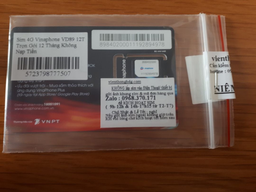 Mình mua sim vd89 này cũng nhiều lần rồi, rất ok. Tuy nhiên lần này giao hàng có vẻ bị nhần lẫn, gọi lên tổng đài thì là sim D500, nhờ tiki + cửa hàng đổi lại sim khác dùm mình nha. Tks.
