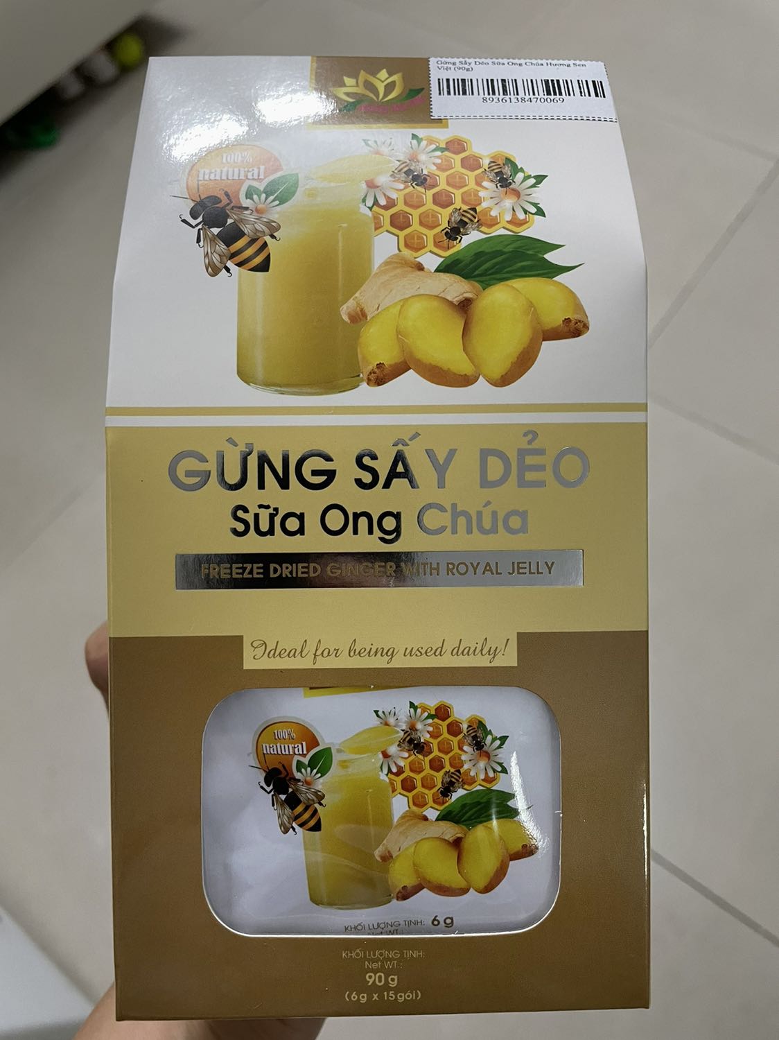 Mứt gừng ngon, ít ngọt được đóng túi 6g tiện lợi khi sử dụng