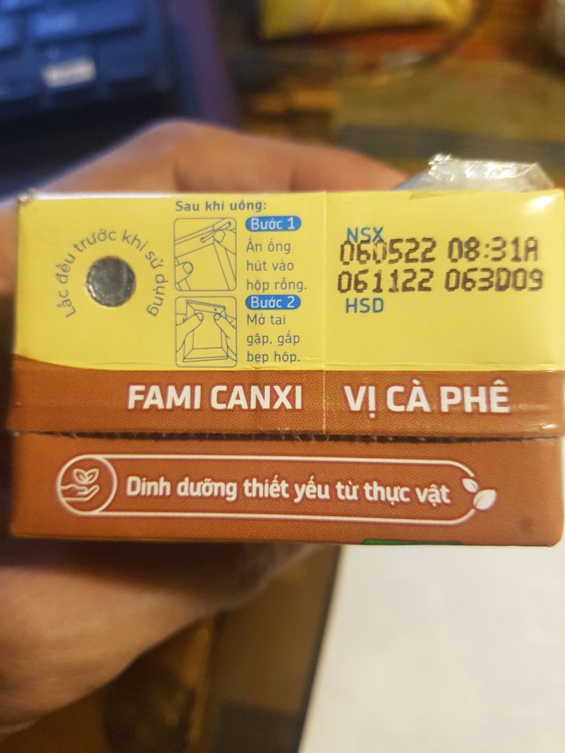 sản phẩm đúng như mô tả, nhãn hiệu fami

có vị thơm cafe,

có date được 6 tháng t11.2022,

chuẩn bị và giao hàng rất sớm,

giá khuyến mãi