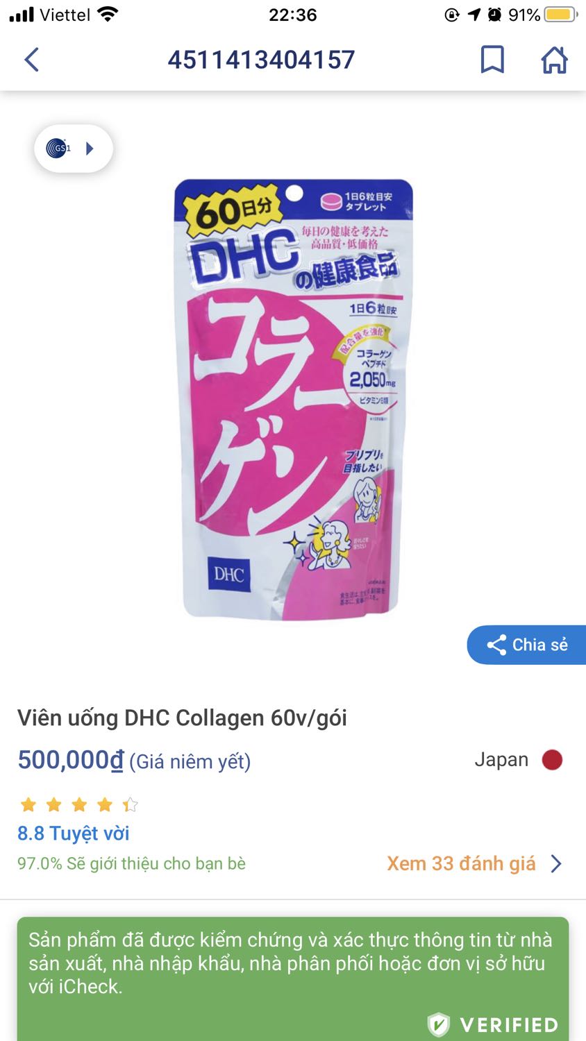 Mấy đứa mua hàng vô tìm đọc nhận xét sản phẩm đúng hôn? Giao hàng cũng tương đối, không nhanh, không chậm. Uống từ bữa giờ cũng chưa thấy gì thay đổi, chắc phải 1 thời gian mới biết được. Check rõ nguồn gốc sản phẩm, hàng chính hãng, mua trên TIKI mắc hơn xíu nhưng dù sao cũng an tâm về chất lượng hơn so với *** hay ***, vì TPCN uống vào cơ thể mà, nên cho điểm cộng khoảng này.
