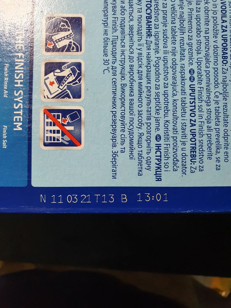 không bao giờ mua shop này nữa. viên rửa ko phải của finish việt nam phân phối. không có tem chống hàng giả. viên rửa bị bở và ngày in sản xuất phông bị lỗi. như kiểu hàng nhái. nhà mình dùng của finish việt nam phân phối. nên rất thất vọng về sản phẩm của shop