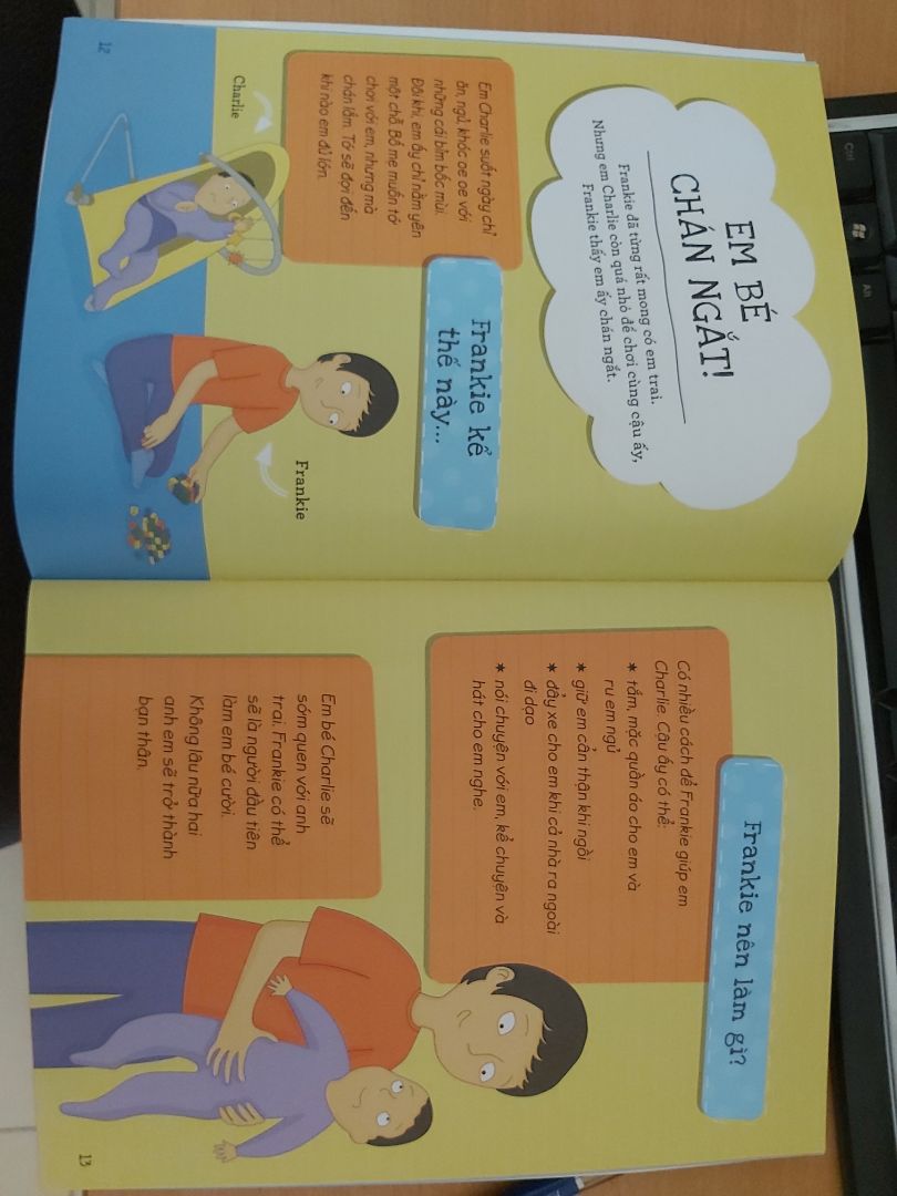 sách nhiều chữ, mình thấy bố mẹ đọc để biết thì rất hay, để lựa xem tâm tình của con khi sắp lên chức "anh chị". còn bạn nhà mình 4 tuổi, thì sẽ ko phù hợp nhiều chữ như vậy :D. chắc để cha mẹ nào có con lớn hơn thì sẽ có thêm đánh giá.