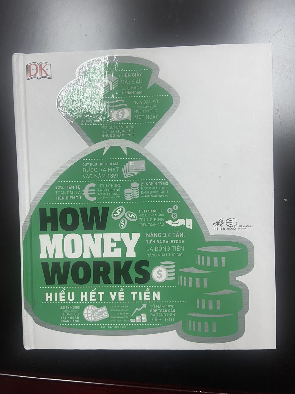 Tiki giao hàng nhanh. Sách trình bày rất đẹp mắt và trực quan. Về nội dung: sách trình bày đầy đủ các khía cạnh của tiền đủ để những ai không học về kinh tế nắm bắt toàn cảnh bức tranh về tiền. Đối với người học về kinh tế thì cuốn này rất cơ bản hầu hết đã được dạy ở các môn đại cương tại trường nên không cần phải đọc thêm. Phần tài chính cá nhân viết cũng tương đối các ý chính. Sách viết thị trường ở Anh nên có nhiều cái không đúng với Việt Nam. Chúc mọi người tìm được quyển sách ứng ý