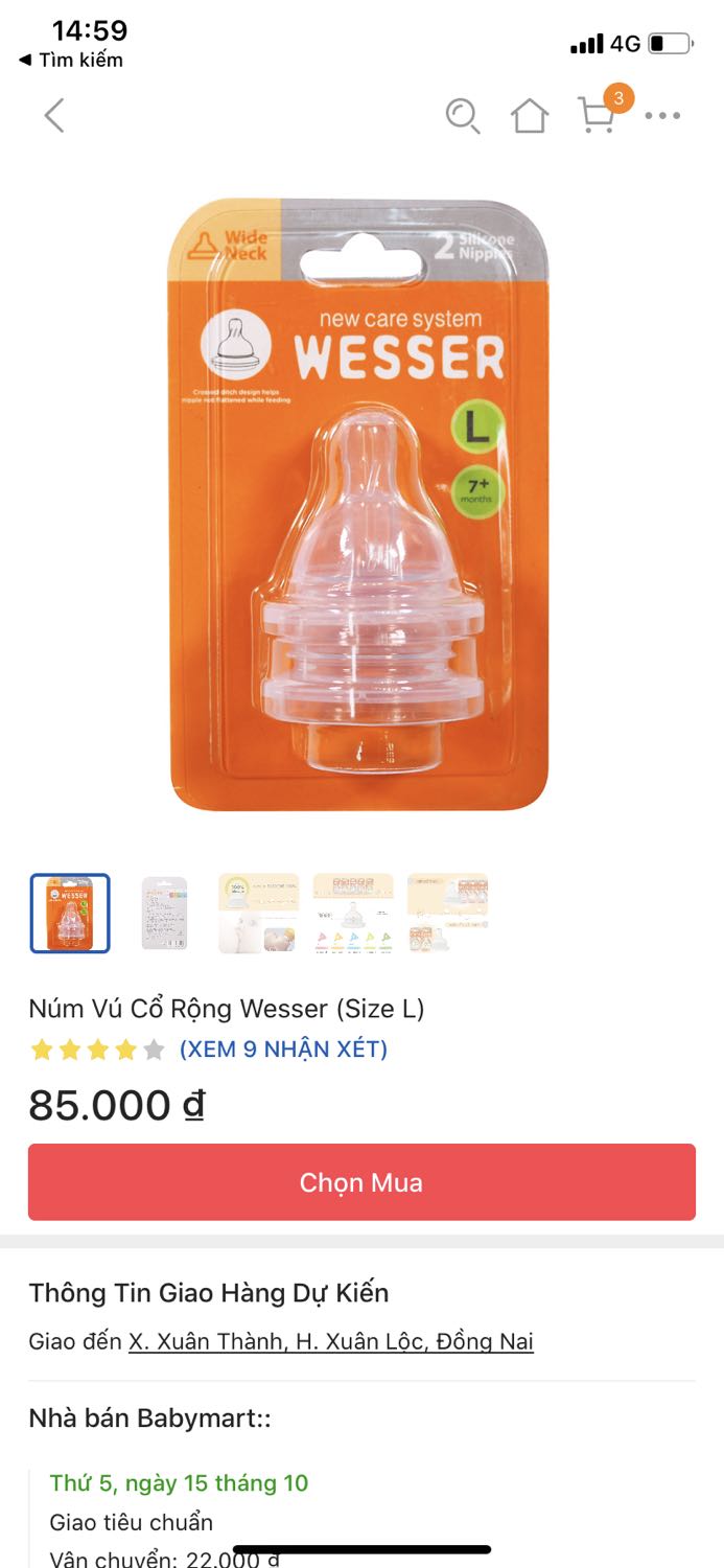 Mình đặt mua núm ti cổ rộng giống như hình nhưng giao ko đúng nên ko lắp vào bình dc 
Thà hết hàng thì bảo hết chứ giao ko đúng sp mình đặt thì mình lắp vào kiểu gì...