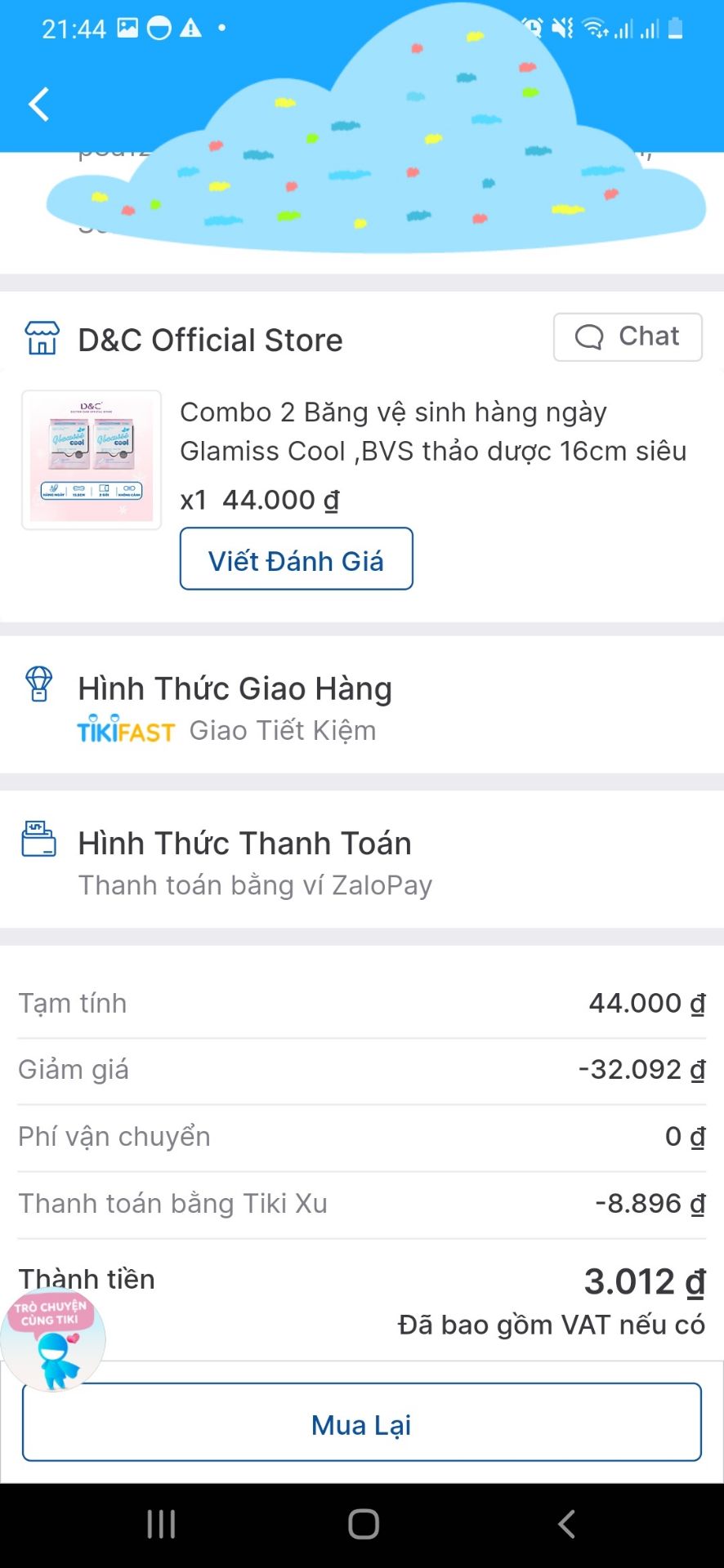 Chơi trò mini game của shop được tăng voucher giảm 30k ( may mắn đc tới 2 mã). nên mình lựa sp có giá trị nhỏ của shop để mua. Shop bọc hàng rất kĩ, có hộp giấy chính hãng đàng hoàng làm mình rất hài lòng. Chưa sử dụng thử sp nhưng nhìn bề ngoài gói vệ sinh trông rất đẹp, xịn xò. chúc shop buôn may bán đắt