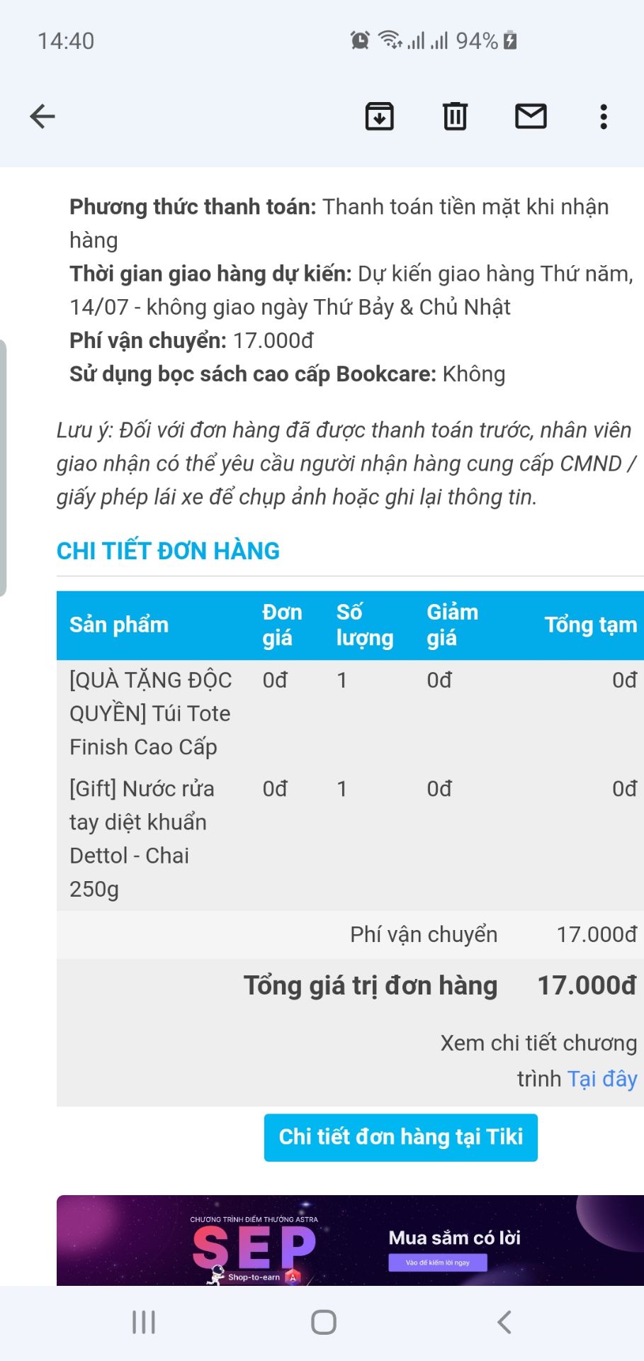 mua sản phẩm được quà tặng lại gói thành 2 kiện hàng và giao 2 lần và bắt khách hàng phải trả thêm 1 lần phí ship. không thể hiểu nổi.