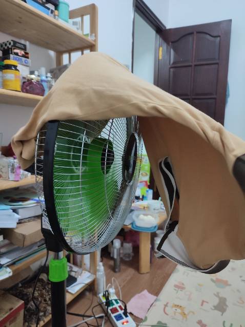 Quạt mạnh. Để cái áo mà nó thổi như hình. Với giá 450k thì quá là oki