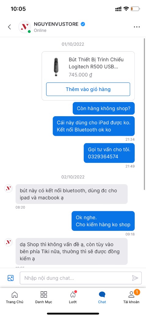 Mua logi r500. Có Bluetooth dùng cho iPad. Màu đen. 
Giao logi r500s. Không dùng Bluetooth được. Giao màu xám. 
Nhắn tin hỏi đổi trả im re. 
Bút giá 745000 đâu có rẻ. 
Ae nên tìm hiểu kĩ.