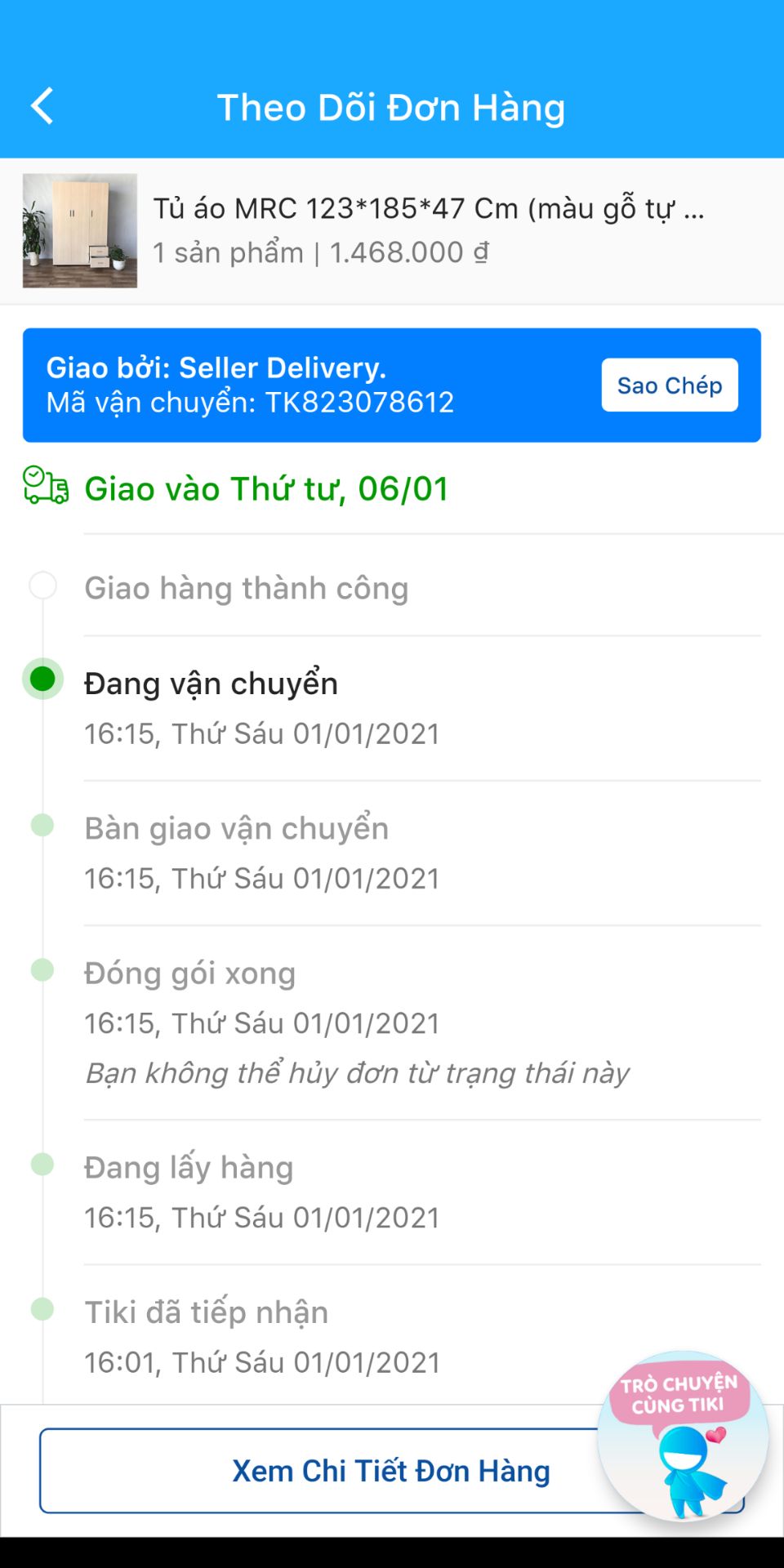 lúc xác nhận đặt mua thì báo đang vận chuyển trong 15s, mấy hôm sau gọi bảo không có hàng. tự dưng thấy trạng thái giao thành công trên app. Thật là khó hiểu