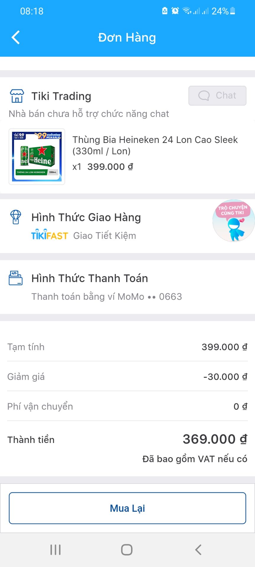 Giao hàng nhanh .Giá 369k không có phí vận chuyển , hsd dài , bia uống ngon....ok