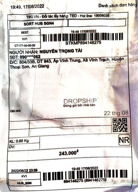 GIAO HÀNG KHÔNG ĐÚNG. CÓ DẤU HIỆU ***!