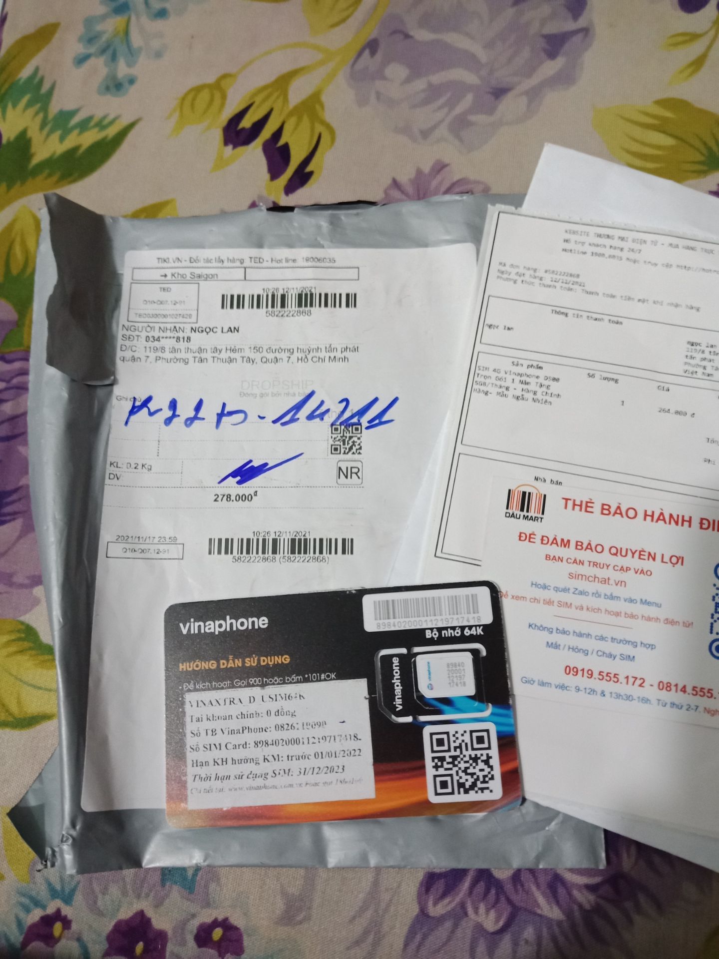 tôi mua sim 4G vinaphone D500 nhưng sao giao hàng cho tôi sim cũ khi tôi đi kiếm tra thì không kích hoạt được xin vui lòng đổi lại tôi và giao không đúng thẻ tôi mua