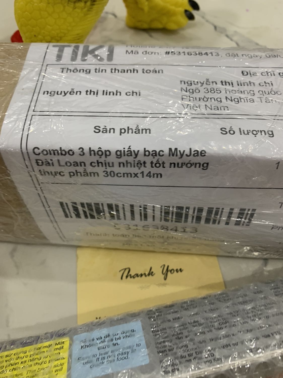 Combo 3 hộp giấy bạc 30cmx14m, hết 140k n khi nhận hàng bên trong chỉ có 1 hộp. Mong Tiki xem xét giao hàng bổ sung giúp!