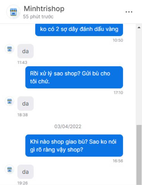Thái độ phục vụ rất tệ. Không có dây ko biết hàng có dùng được ko. Thái độ phục vụ rất tệ. Không có dây ko biết hàng có dùng được ko.