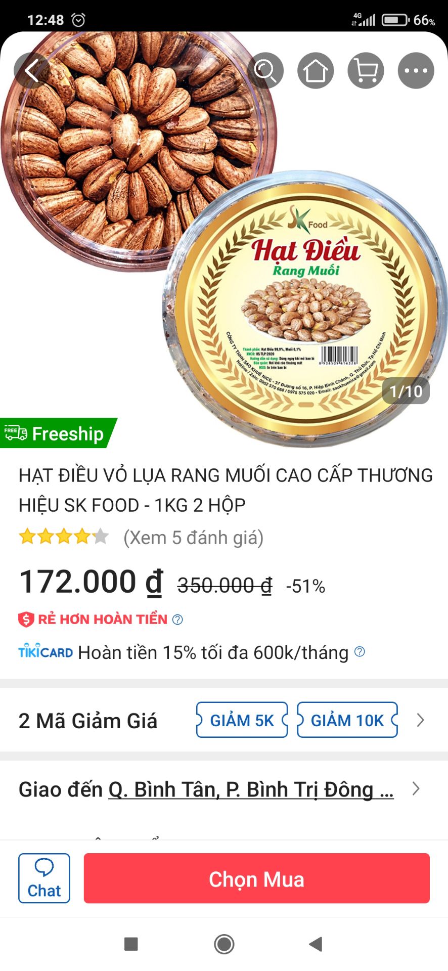 Đóng hàng kỹ, giao hàng tương đối chậm. Hột điều đều hột.