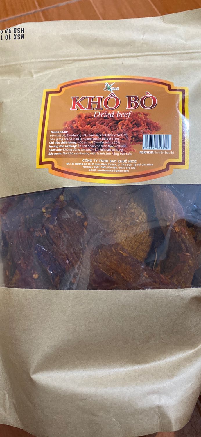Khô bò ngọt,cay,dễ ăn.đầy đủ cân ký
Điểm trừ là vì khô quá nên hơi cứng ăn bị bở