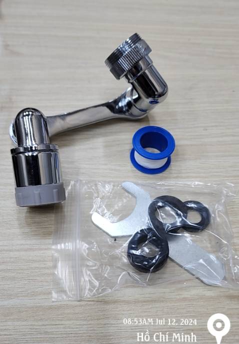 13/7/2024.
Nói chung là Tốt. Có kèm 3 cái ron nhựa, 1 cái chìa khóa để vặn vòng ren và 1 cuộn cao su non nhỏ.
Đánh giá 4⭐️+ 
(Vì cái vòng ren có vẻ hơi mỏng) nhưng mà tất cả đều ổn. Giá tốt.
Có 2 chế độ chảy nước.