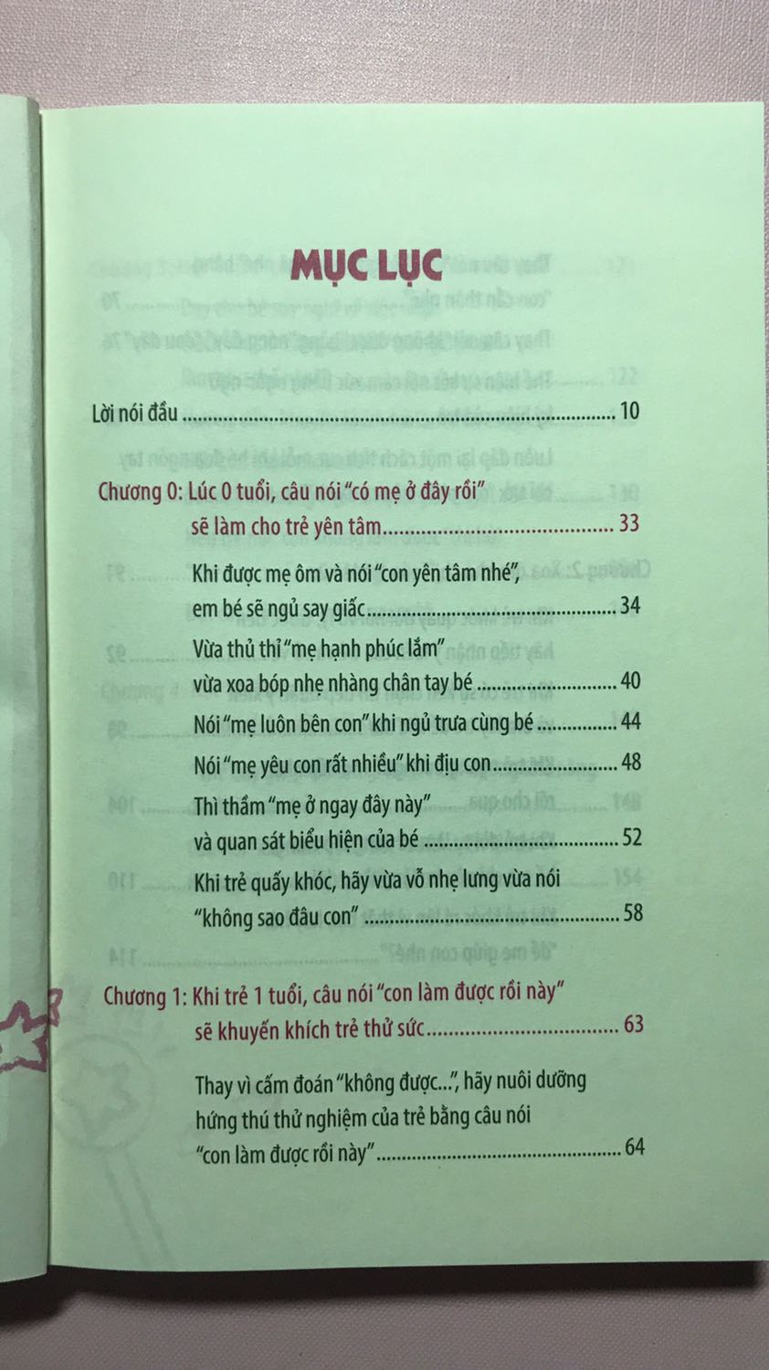 sách giới thiệu những câu nói và câu hỏi giúp khơi gợi niềm ham thích , tạo động lực , giúp trẻ tư duy theo cách riêng của mình và tự mình lựa chọn . 
mình đã áp dụng và thấy rất hiệu quả . Mong mỗi *** đều có thể dịu dàng yêu thương đứa trẻ với sự thông cảm cho trẻ nhưng vẫn dạy được cho trẻ được tính độc lập và trách nhiệm . 
Tiki : Mình luôn hài lòng vs sản phẩm và dịch vụ của Tiki . Cảm ơn Tiki và nhà xuất bản lao động.