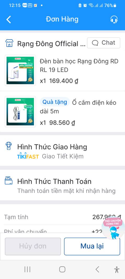 Shop không uy tín chút nào. Trong đơn đặt hàng thì có kèm quà tặng(ổ cắm điện) nhưng khi nhận hàng thì chẳng thấy đâu.