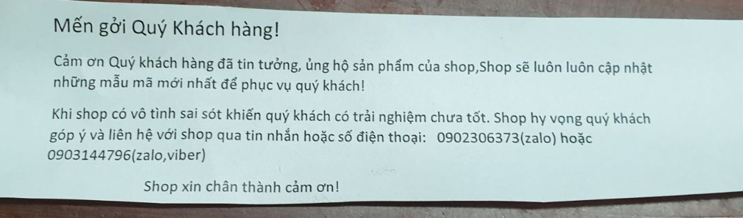 rất hài lòng - chất lượng tốt - màu sắc ấn tượng - hàng giao nhanh - đặc biệt thái độ của sop rất lịch sự cách hướng dẫn và tờ gởi khách hàng .