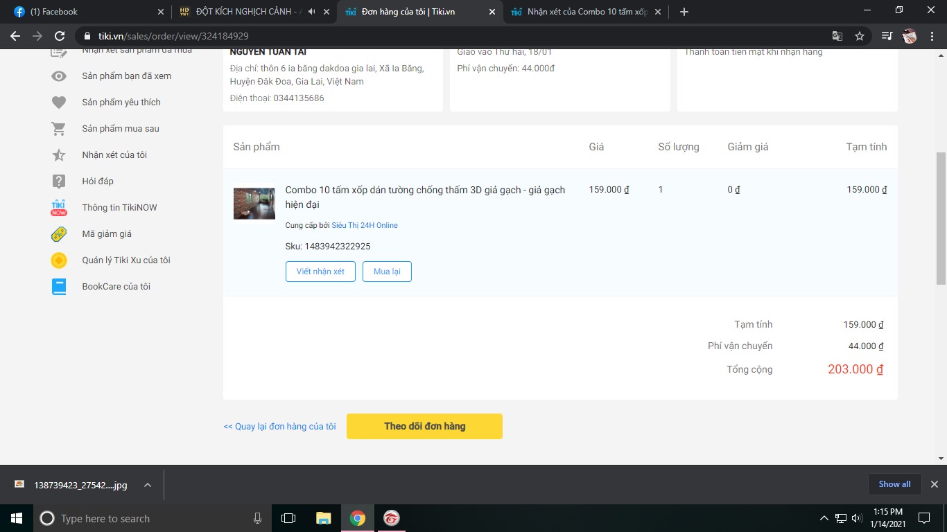 đặt loại 159 đưa loại 135 k còn không phải màu, chất lượng thì khỏi phải nói, làm ăn kiểu gì thế, nhờ tiki xóa tài khoản đi làm mất lòng khánh hàng , bức xúc, đặt 1 đường giao 1 nẽo