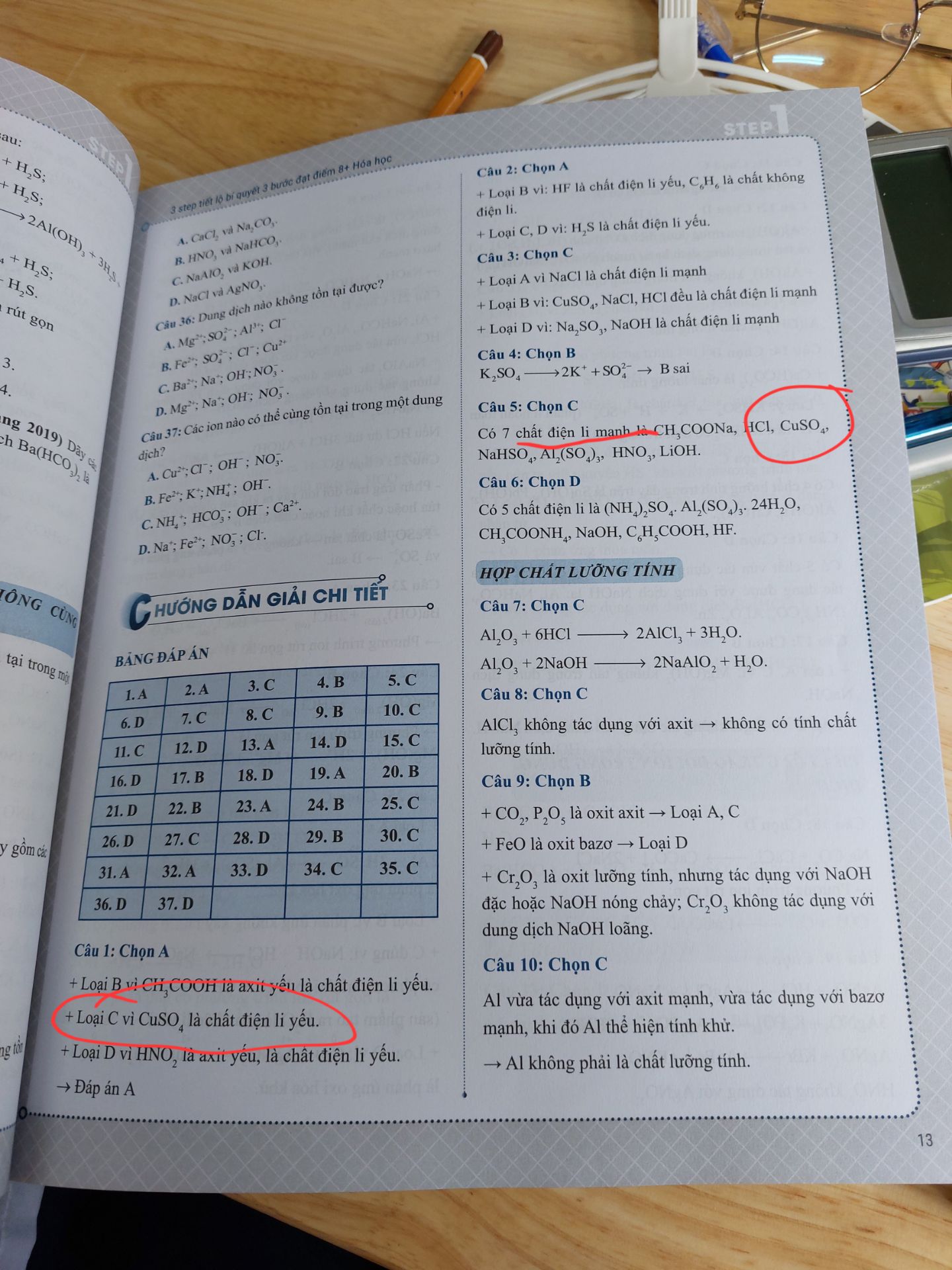 ???? sách sai đề, giải thích ko thống nhất? rồi cuso4 là điện li mạnh hay yếu ? đề nghị hoàn tiền sách ?
