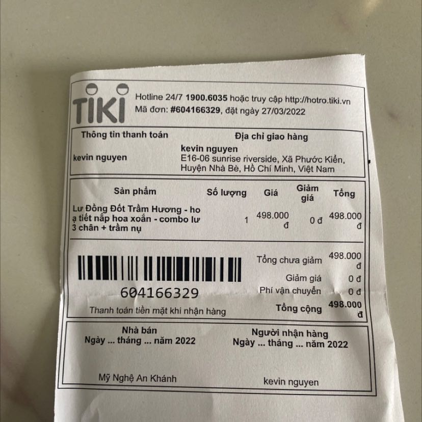 giao hoa văn không giống quảng cáo
combo có trầm nụ mà nhận hàng lại o có