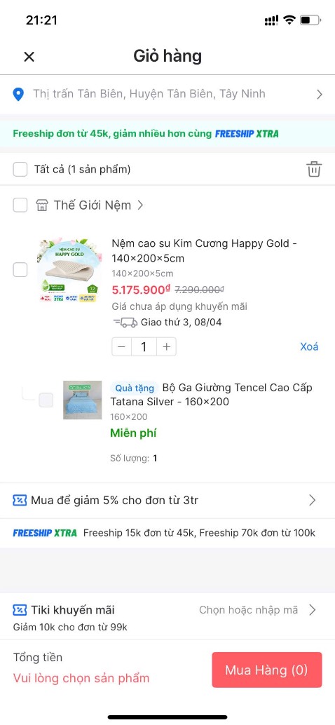 Chất lượng tốt, không có mùi 
Giao hàng nhanh
Tuy nhiên, chính sách có tặng kèm bộ ga nhưng giao hàng không có