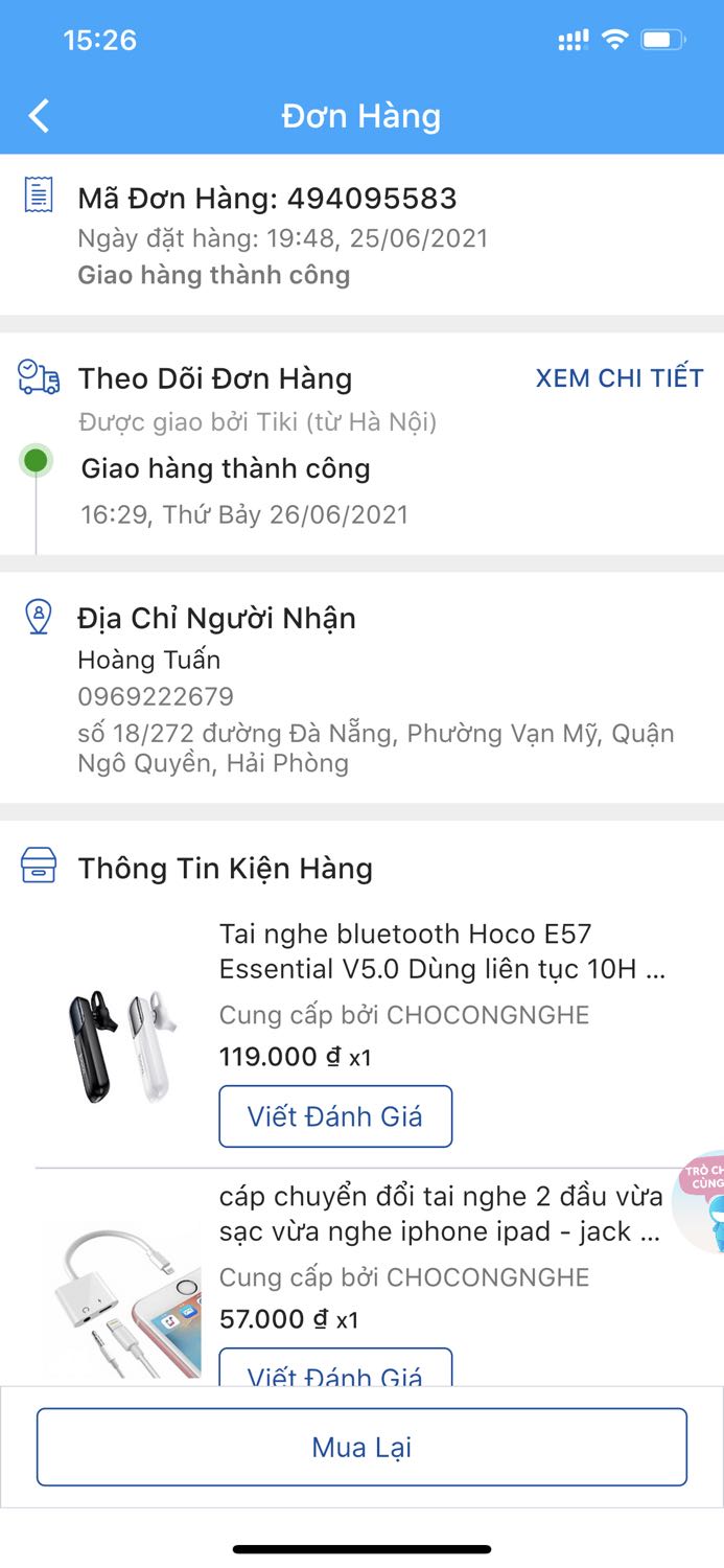 Đây là đơn hàng tôi mua tại shop này . Hàng giả , kém chất lượng . Sản phẩm lỗi và được báo ngay thì hỗ trợ 1 ngày trả lời dc 1 tin . Sản phẩm tuy ko đáng gía tiền nhưng chăm sóc khách hàng quá kém . Tiki nên loại những shop này ra hoặc có cách xử lý để bảo vệ người tiêu dùng