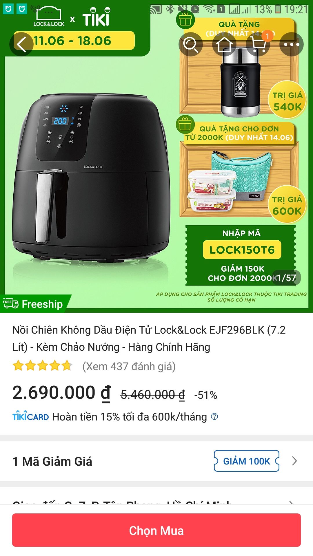 Mua được cái nồi chiên tuyệt cú mèo luôn, nồi siêu to khổng lồ 7.2 lít, nhận hàng thấy bên ngoài còn khủng hơn
Tiki đóng gói rất chu đáo, một màng bọc bên ngoài, một thùng giấy đến thùng sản phẩm rồi đến xốp mới tới sản phẩm
Sản phẩm gia công sắc sảo, nhựa tốt không mùi thiết kế đẹp, nấu nhanh
Giao hàng siêu nhanh, giá siêu mềm 2.4tr hơn chút, còn được tặng kèm sản phẩm Khay nướng bánh + hộp đựng cơm
Quá hài lòng luôn, cảm ơn Tiki nhìu nhìu nhen
Chờ sale sẽ mua thêm 1 cái nữa 😍😍😍😍