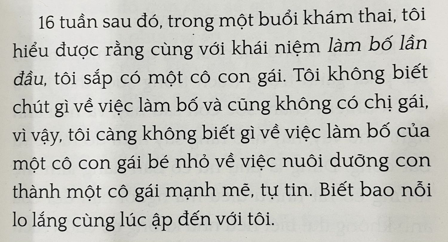 Giao hàng nhanh, quyển sách thật hữu ích. Giúp mình giảm bớt căng thẳng khi lần đầu làm bố. Có nhiều đoạn viết dường như thấy mình trong đó. Rất nên đọc nhé các ông bố 👍🏻