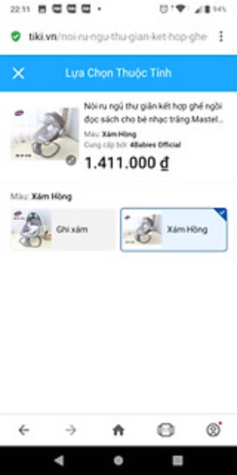 Tiêu đề sản phẩm là 8104 và 80106 nhưng giao hàng là 8103. Lúc đầu đặt mình đã xác định trước là mua loại mới nhất cho con, phân loại ko hề chia ra là mã 8103 và 8104 hay 8106  mà chỉ có ghi xám và xám hồng như hình dưới mình đăng nên mình cứ nghĩ là giao hàng sẽ là 8104/8106 như hình shop đăng nhưng khi nhận hàng thì hoàn toàn thất vọng là 8103 (lỏng lẻo, chỉ sử dụng pin hoặc cắm trực tiếp chứ ko có sạc pin, không có treo đồ chơi, hàng lỗi  có vết nhựa xấu)  . Phản hồi lại shop thì shop xảo biện nói mình đặt 8103 trong khi mình ko hề có ý nghĩ hay  đặt 8103 luôn. Shop làm ăn không uy tín, nên tránh xa shop này. Không giải thích được lại quay qua nói mình mua lâu rồi mới phản hồi, vì mình mua trước khi sinh gửi quê nên gần sinh mới về quê mở ra và thấy vậy. Nhưng vấn đề mình đang nói là shop giao không đúng sp mình đặt, thì dù phản hồi sớm hay trễ thì cũng là shop giao sai mà vô trách nhiệm. Đề nghị Tiki xem lại tư cách shop này. Có âm sao thì cũng muốn chấm cho shop này luôn