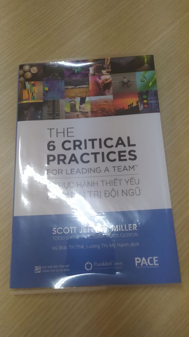 Thời gian giao hơi lâu,  có lẽ từ kho khác,  mà ko sao. 6 thực hành này cũng ko mới,  khó khăn là vận hành được như mong muốn.  Sách chắc chắn sẽ hữu ích cho quản lý cấp trung, chưa đào tạo chuyên nghiệp về quản lý.  Sách ngắn gọn,  súc tích. 
Sách bìa mềm nhé.
