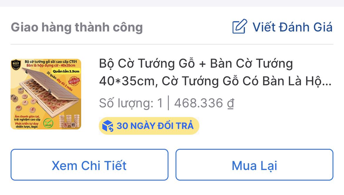 Mua lần 1 quân cờ to, mua lần 2 chọn cùng kích cỡ lại giao quân cờ nhỏ