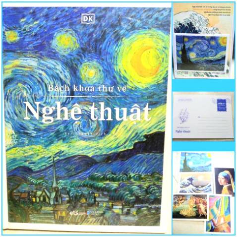 Sách bìa cứng màu sắc đẹp mắt, lịch sử nghệ thuật đc minh họa rõ ràng gồm nhiều bộ môn như điêu khắc, hội họa, nhiếp ảnh... tặng kèm 5 bưu thiếp các bức họa nổi tiếng. Sách chỉ dày 200 trang, đợi sale hẵng mua ạ