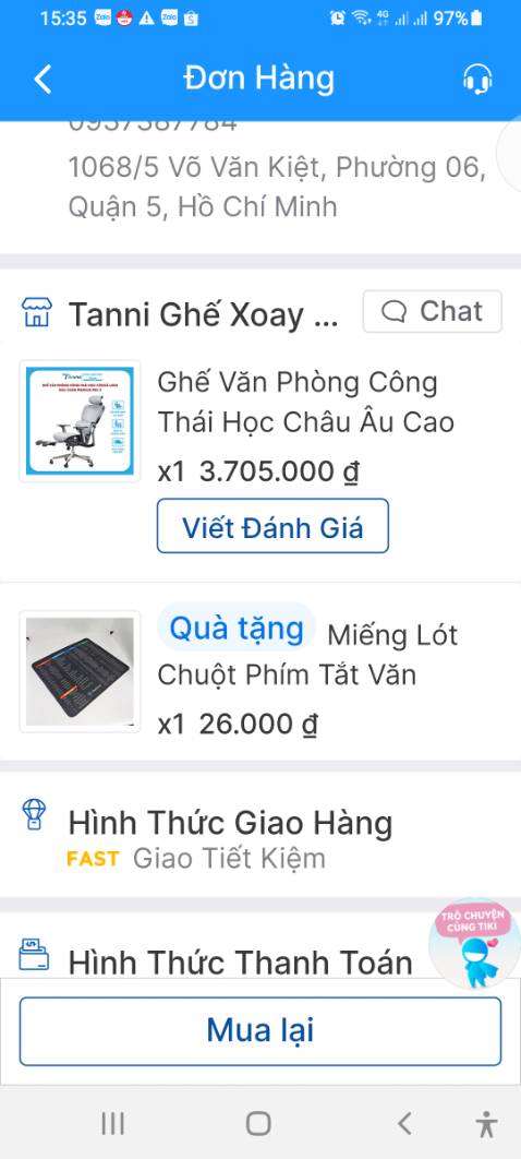 Giao không đúng loại đã đặt, loại ghế này *** bán 3.185.000đ