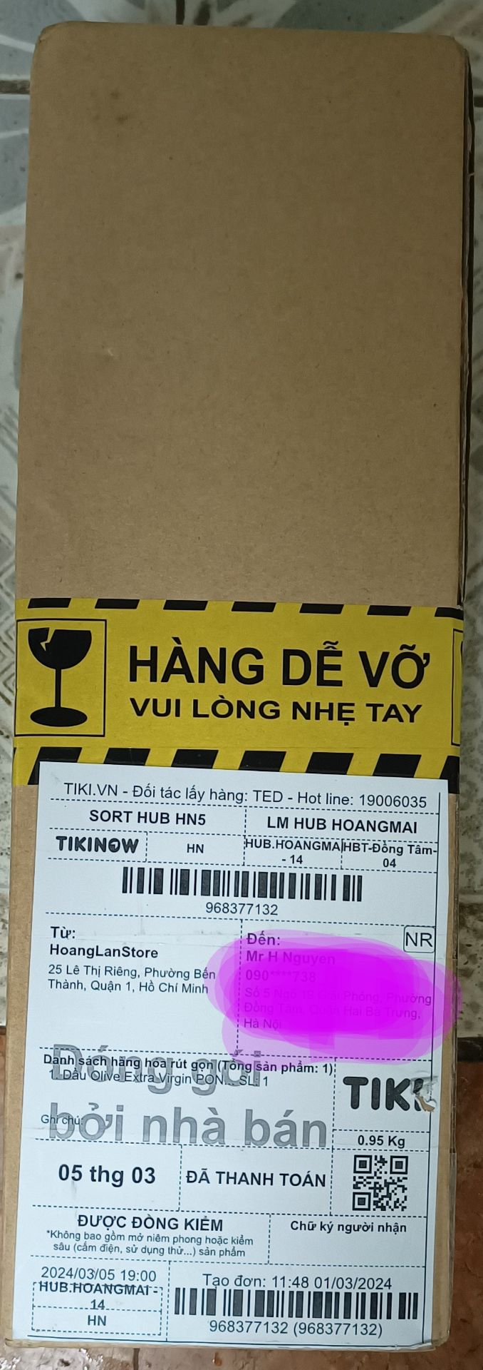 1. Đã nhận được đơn hàng
2. Bao gói cẩn thận, vận chuyển và giao hàng nhanh
3. Sản phẩm chính hãng chuẩn