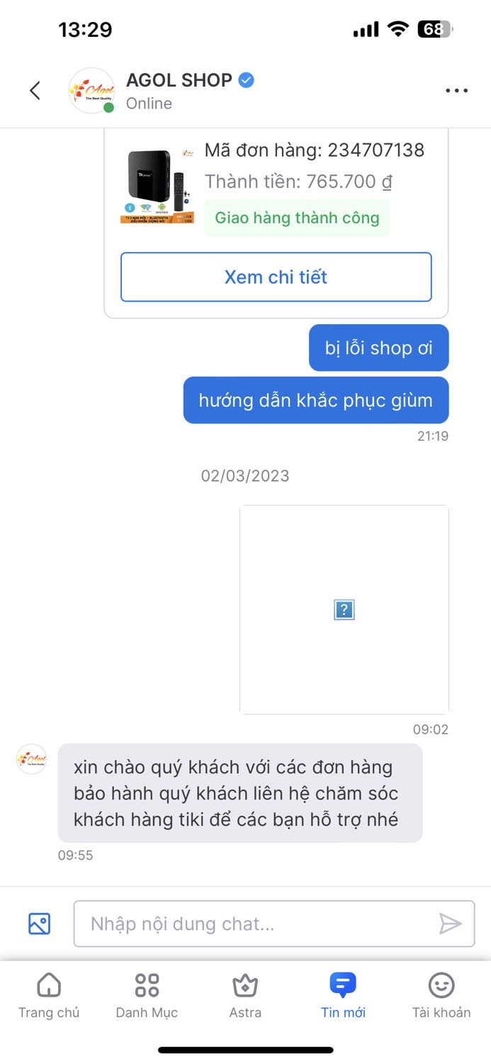 bị lỗi mà shop không tư vấn, làm ăn kiểu này không bền được.