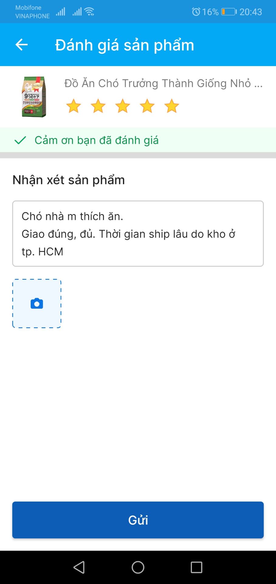 *** nhà m thích ăn.
Giao đúng, đủ. Thời gian ship lâu do kho ở tp. HCM *** nhà m thích ăn.
Giao đúng, đủ. Thời gian ship lâu do kho ở tp. HCM