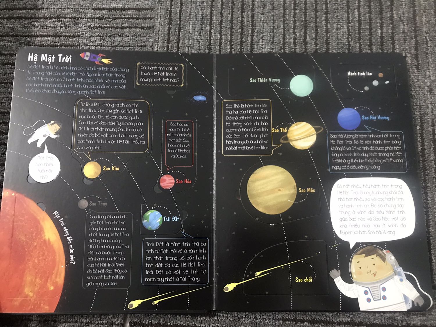 Giao hàng nhanh chóng thì không phải bàn ở tiki rồi, tuy mua với giá được giảm 58k nhưng phí ship là 44k nhưng không sao khi sách về tay đẹp, ko bị lỗi j, sách được bọc thêm 1 lớp túi bóng rồi mới cho vào hộp dù không được bảo vệ môi trường nhưng lại bảo vệ được sách (mình có tận dụng lại túi này mà không vứt đi nên rất hài lòng về việc bọc sách này). Nội dung trong sách đều ngắn gọn, dễ hiểu, lượng thông tin vừa đủ không gây nhàm chán cho các bạn bé, hình ảnh màu sắc chân thực, cực kỳ nhiều chỗ lật mở luôn. Điểm sáng nữa là sách tận dụng cả trang cuối để in thông tin của nhà phát hành... cùng với thông tin truyền tải đến các bé thay vì dành nguyên 1 trang để in thông tin về nhà phát hành như trước. Nói là sách cho trẻ con nhưng cá nhân mình là người lớn r mà vẫn thấy thích.