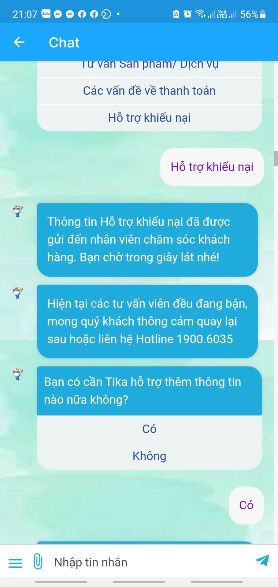 tiki từ lúc dịch tới giờ rất vô trách nhiệm. nhắn tin ko rép. đánh giá cũng ko phản hồi. lúc thì giao hàng lỗi. lúc thì giao hàng thiếu. lúc thì chưa giao mà trên app báo giao rồi.... từng rất tin tưởng. mua cả gói víp để dùng ủng hộ 1 năm mấy chục triệu tiền hàng. nhưng càng ngày càng đi xuống. nhân viên hỗ trợ và care KH kiểu rất khó chịu. chúng ta nên suy nghĩ lại nên ủng hộ đơn vị tmđt việt nam còn lại trên thị trường hay không khi dịch vụ đã giảm sút và tình trạng khinh rẻ KH càng ngày càng rõ.