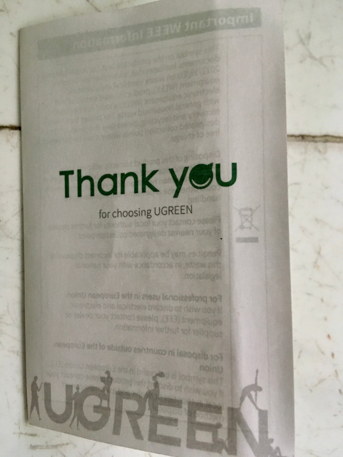 Hàng giao đúng như mô tả, bao bì đóng gói kỹ lưỡng. Chất lượng tốt. Đúng Ugreen thương hiệu của Germany, mặc dù sản xuất tại China. Nhất là dòng chữ họ viết trong "Thank You":
UGREEN
ký hiệu này trên (các) sản phẩm và / hoặc các tài liệu kèm theo chỉ ra rằng, theo chỉ thị mới 2012/19 / EU về thiết bị điện và điện tử thải (WEEE), các sản phẩm đã qua sử dụng thiết bị điện và điện tử (WEEE) không được trộn lẫn với rác thải sinh hoạt. để được xử lý, phục hồi và tái chế thích hợp, vui lòng mang (các) sản phẩm này đến điểm thu gom được chỉ định, nơi nó sẽ được chấp nhận miễn phí hoặc tính phí
Việc vứt bỏ sản phẩm này đúng cách sẽ giúp tiết kiệm các nguồn tài nguyên quý giá và ngăn chặn bất kỳ tác động tiêu cực tiềm ẩn nào đến sức khỏe con người và môi trường, nếu không có thể phát sinh từ việc xử lý chất thải không phù hợp -Google translate
(ugreen
this symbol on the product(s) and/or accompanying documents indicates that, under the new directive 2012/19/EU on waste electrical and electronic equipment (WEEE), products used electrical and electronic equipment (WEEE) should not be mixed with general household waste. for proper treatment, recovery and recycling, please take this product(s) to designated collection point where it will be accepted free or charge
disposing of this product correctly will help save valuable resources and prevent any potential negative effect on human heath and the environment, which could otherwise arise from inappropriate waste handing)

Họ đã  viết có trách nhiệm chứng tỏ hàng của họ sản xuất ra phải tốt. Mà test  thử đúng là tốt thật, 5 m mà vẫn bắt tín hiệu ngon ành!