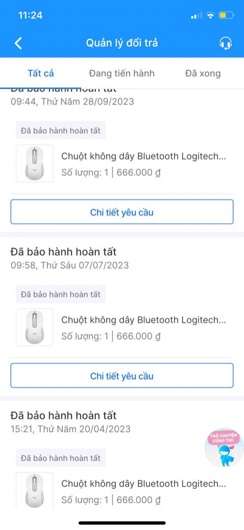 Một sản phẩm đổi 4 lần. 3 tháng hỏng 1 lần. Quá hạn 1 năm từ ngày mua ko bảo hành nữa. Không bao giờ mua hàng từ Tiki nữa