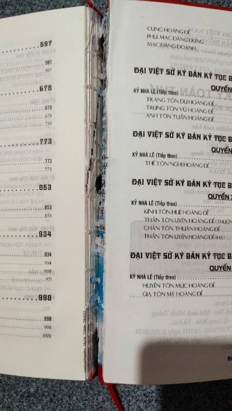 Nhận được sách như hình đầu tiên,trang giấy sắp bung ra khỏi bìa. Hình thứ hai là sau một thời gian lật sách. Màu mực in trang đậm trang nhạt. Nhắn tin ngay lúc vừa nhận sách với nhà sách nhưng ko nhận đc phản hồi.