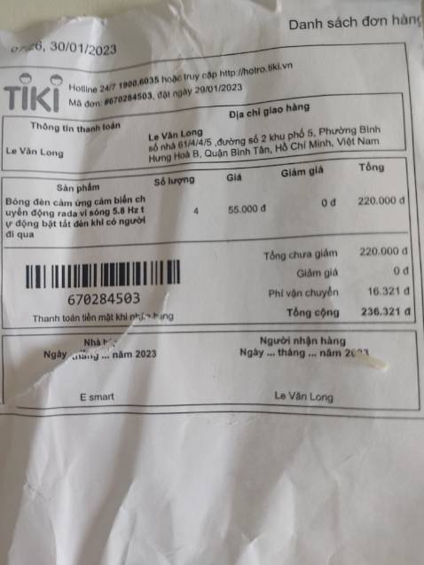 mới lấy 4 bóng đèn cám vào điện bóng không sáng