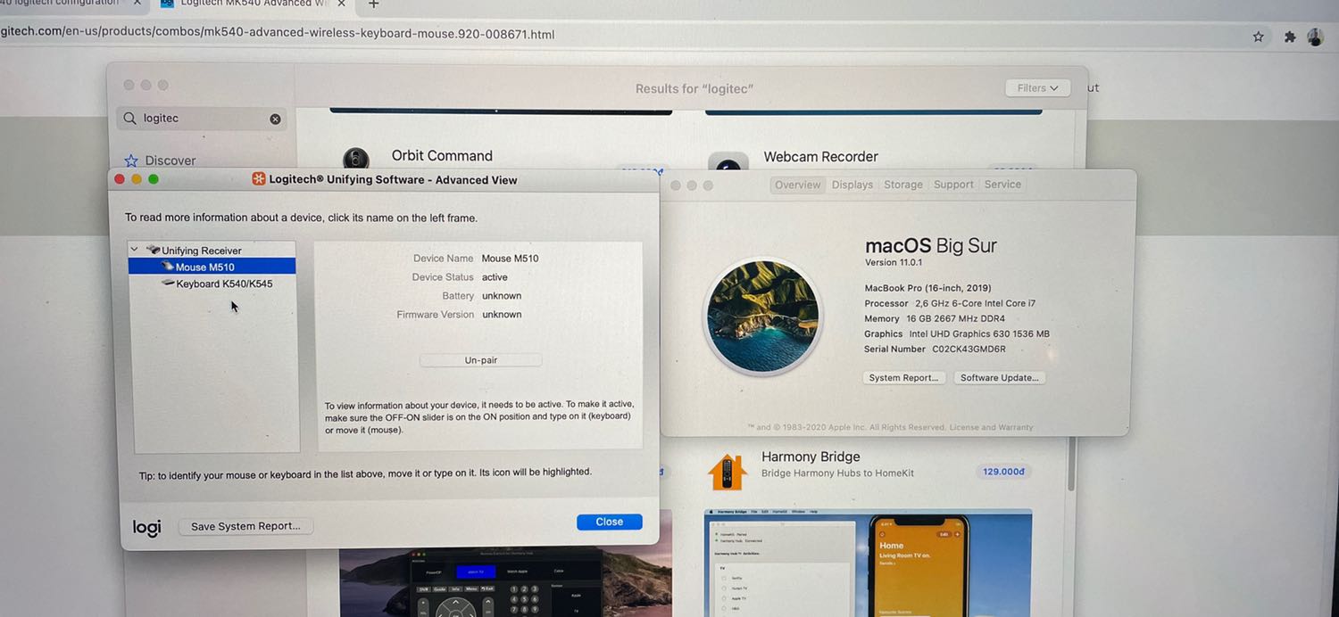 Lúc đầu order mà ko nhìn đặc điểm kỹ thuật là ko tương thích MacOs. Nhưng ai ngờ cắm vào vẫn hoạt động được trên cả 2 thiết bị chuột & phím. Mình xài con macbook pro 16 inch 2019.