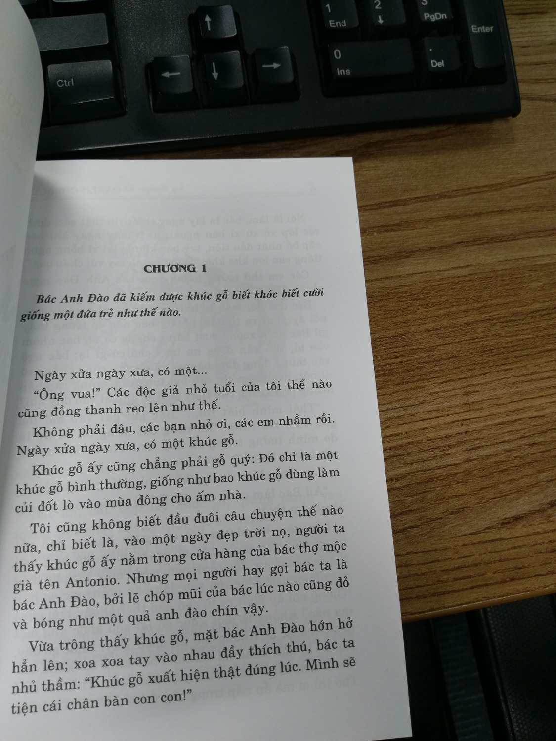 Mình có so sánh với 1 bản dịch khác trên Tiki và 1 bản tiếng Anh gốc trên mạng thì thấy bản dịch này là rất tệ. Bản dịch kia tốt hơn chứ bản đó cũng ko hay.

Ví dụ(mọi người tham khảo ảnh trang đầu để có dẫn chứng cụ thể):
- "Ngày xửa ngày xưa ...như thế": Ngoài "Ông vua" còn rất nhiều nhóm nhân vật khác trong truyện cổ tích Việt Nam và thế giới. Như cô bé nhà nghèo, cô con gái út, chàng trai nhà nghèo,... Câu này thể hiện lập luận thiếu tính tư duy của dịch giả. Bản gốc không có câu này.

- "Đó là khúc gỗ bình thường". Nhưng khúc gỗ này biết nói, tức là rất đặc biệt. Và "đặc biệt" đối lập với "bình thường"

- Đang "người ta thấy khúc gỗ". Câu liền sau "Nhưng mọi người hay gọi bác". Từ "nhưng" ở đây nó vô duyên quá.

- "Vừa trông ... con con": 
+ Ko miêu tả sự ngạc nhiên của bác thợ mộc với sự xuất hiện bất ngờ của khúc gố. "hớn hở" thường mô tả cảm xúc vui sướng có nền tảng thông tin vững chắc. 
+ "Xoa xoa tay vào nhau": Người ta thường xoa xoa tay vào nhau là để khởi động chứ không rõ vẻ thích thú. Người ta khởi động khi làm một việc gì nằm ngoài năng lực bình thường của họ, còn khúc gõ kia nó là đầu vào công việc hàng ngày của bác thợ mộc. Bản dịch khác và bản gốc tiếng Anh hay hơn "mân mê khúc gỗ".
+ "Chân bàn con con" không rõ nghĩa là cái "chân con con" hay cái "bàn con con". Chiếc chân con con(hàm ý so sánh) là không đúng vì các chân bàn thường cùng kích thước. "bàn con con" thì chắc là bàn đồi chơi cho trẻ em. Bản tiếng Anh là làm chân cho cái bàn nhỏ(đáng yêu).
+ "Tiện" có thể là ngôn ngữ vùng miền hoặc ngô ngữ hiện đại/cổ. Nhưng ở quê mình thì thời điểm hiện tại: "tiện" là phải dùng máy cơ khí. Còn ngày trước chưa có cơ khí thì "gọt" "bào", "cưa", "xẻ", "đánh giấy ráp"... Trong đoạn văn tiếp theo mô tả bác thợ mộc dùng rìu bóc lớp vỏ bên ngoài, dùng bào để làm nhẵn chứ ko có hành động nào liên quan/giống với "tiện" cả.