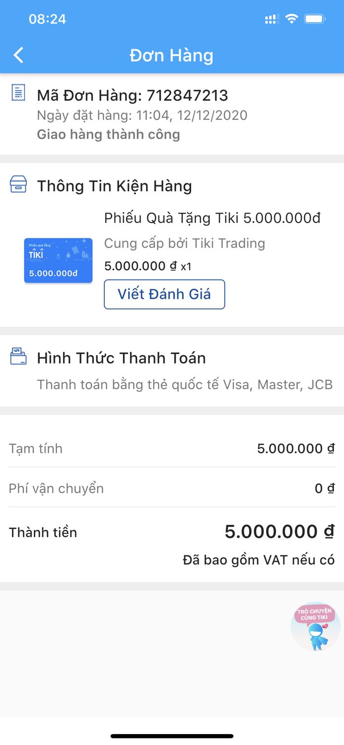 Giao mã thẻ vào điện thoại rất nhanh. Rất phù hopej tặng bạn bè và đối tác