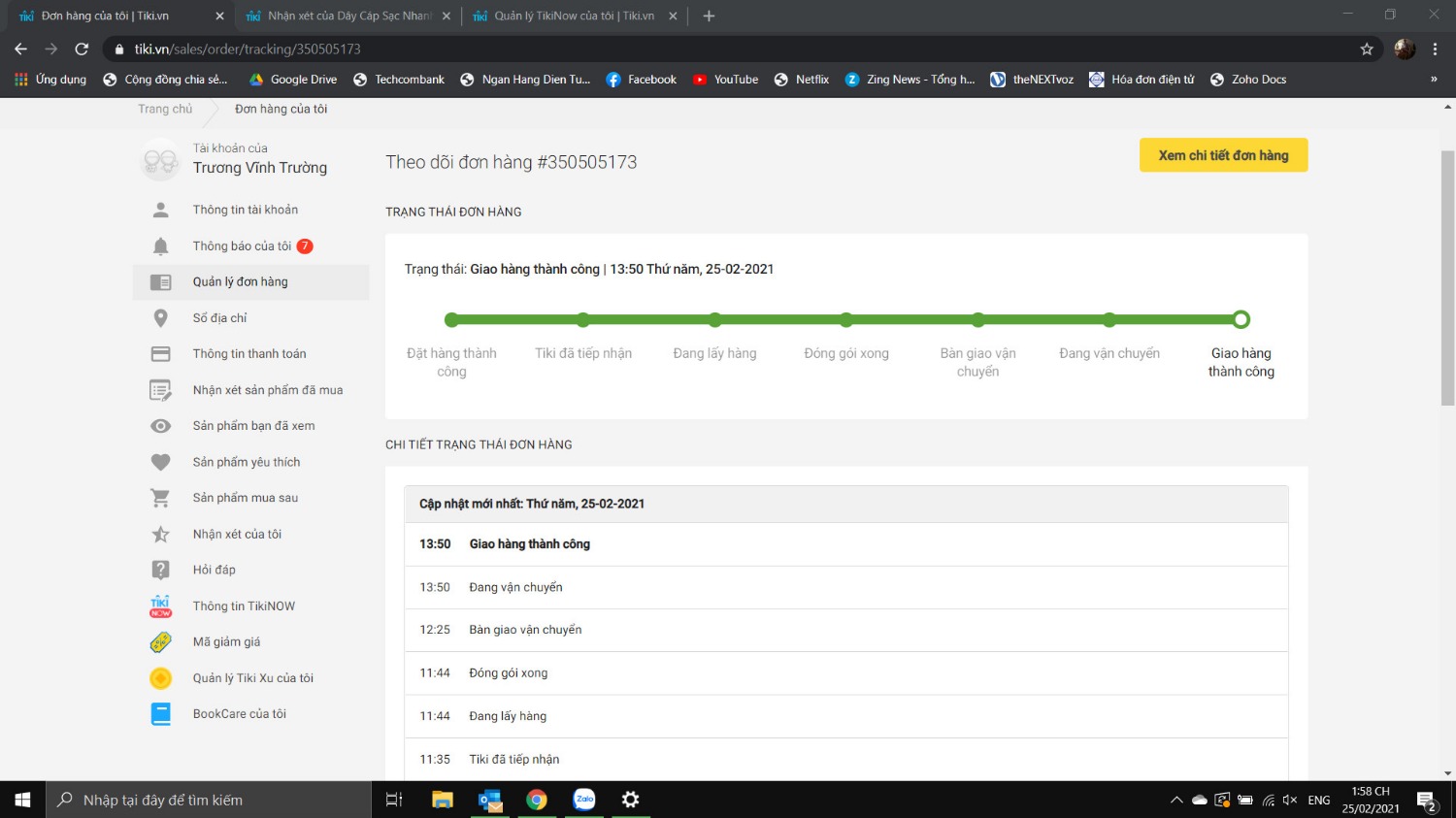 Mua bằng tikinow phải trả thêm phí giao hàng nhanh 39.000đ ( nhận hàng trước 14h ngày 25/022021 )  nhưng đến 14h không nhận được hàng. Tuy nhiên, kiểm tra trạng thái đơn hàng thì đã báo giao hàng thành công lúc 13h50. 

Như vậy, tiki now không muốn bị phạt vì giao hàng chậm nhưng vẫn muốn thu của khách tiền giao hàng tikinow