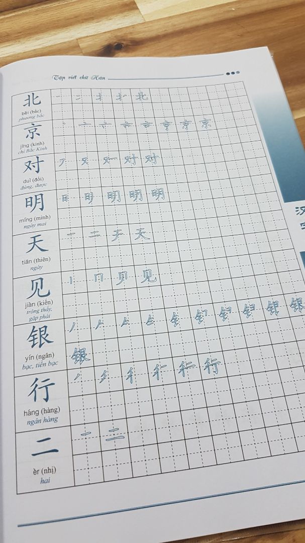 Bạn nào mới học tiếng Hoa thì cũng nên mua một quyển về tập viết nhé!
Sách có phần giới thiệu chữ Hán rất chi tiết và phần tập viết trình bày cũng rất đẹp.
Sách in khổ lớn, giấy tốt. Nói chung là ưng ý.